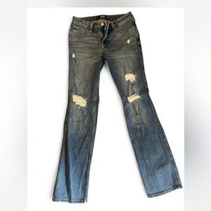 Hollister Distressed Low-rise 90’s Vintage Dark Blue Straight Jeans